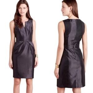 Anthropologie Maeve Cross Front Black Shimmering Sheath Dress size 0P